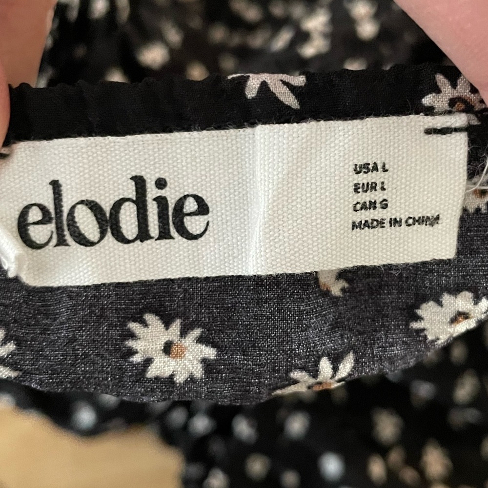 Elodie Off Shoulder Smocked Stretch Black Floral Blouse - Picture 8 of 9